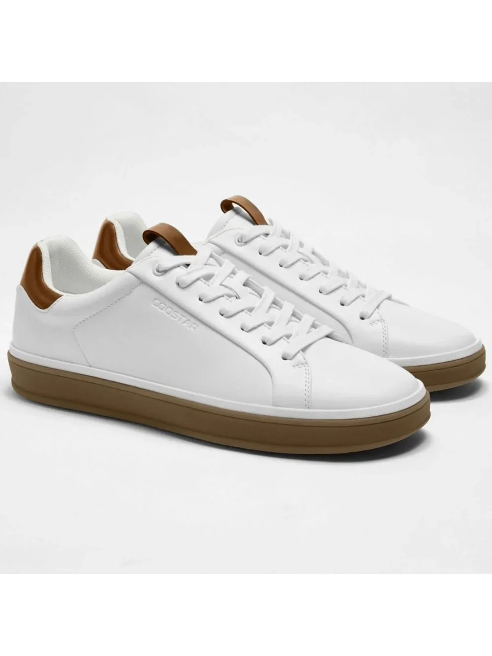 Coostar Men's White Gum Rubber Sole Lightweight Comfort Classic Lace Up Sneakers